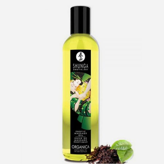 Huile de massage aphrodisiaque bio Shunga-Thé vert