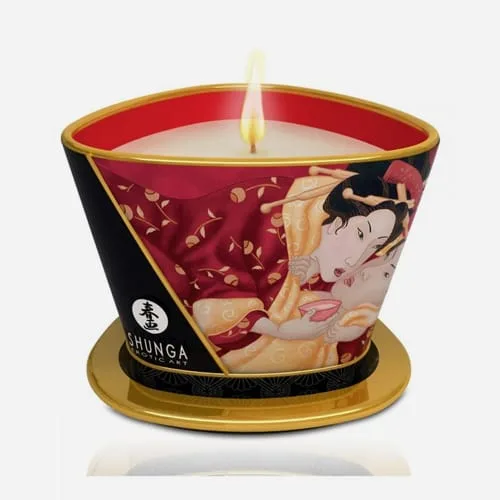 bougie de massage fraise vin pétillant shunga