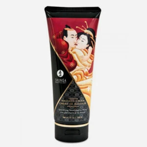 crème hydrante de massage shunga fraise et vin pétillant