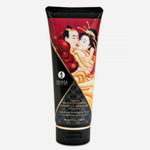 crème hydrante de massage shunga fraise et vin pétillant