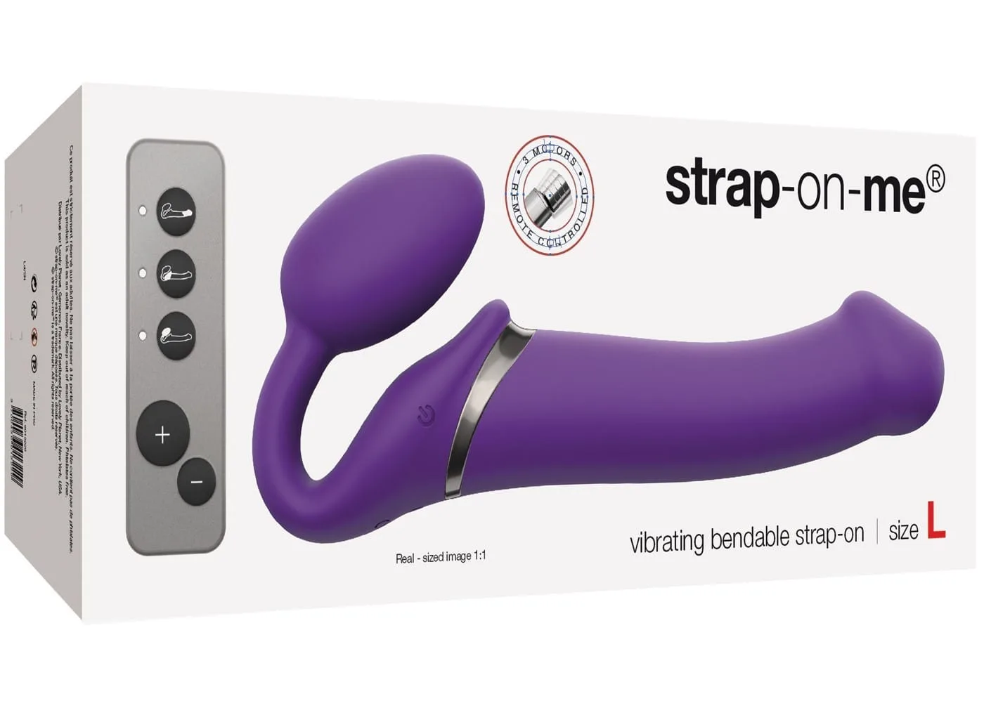 Gode Vibrant Télécommandé 3 Moteurs Strap-on-me violet boite