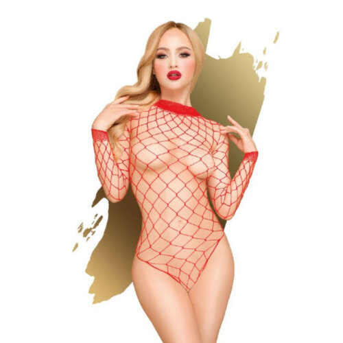 Body sexy rouge en maille