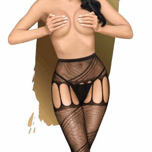 Collant sexy porte-jartelles noir