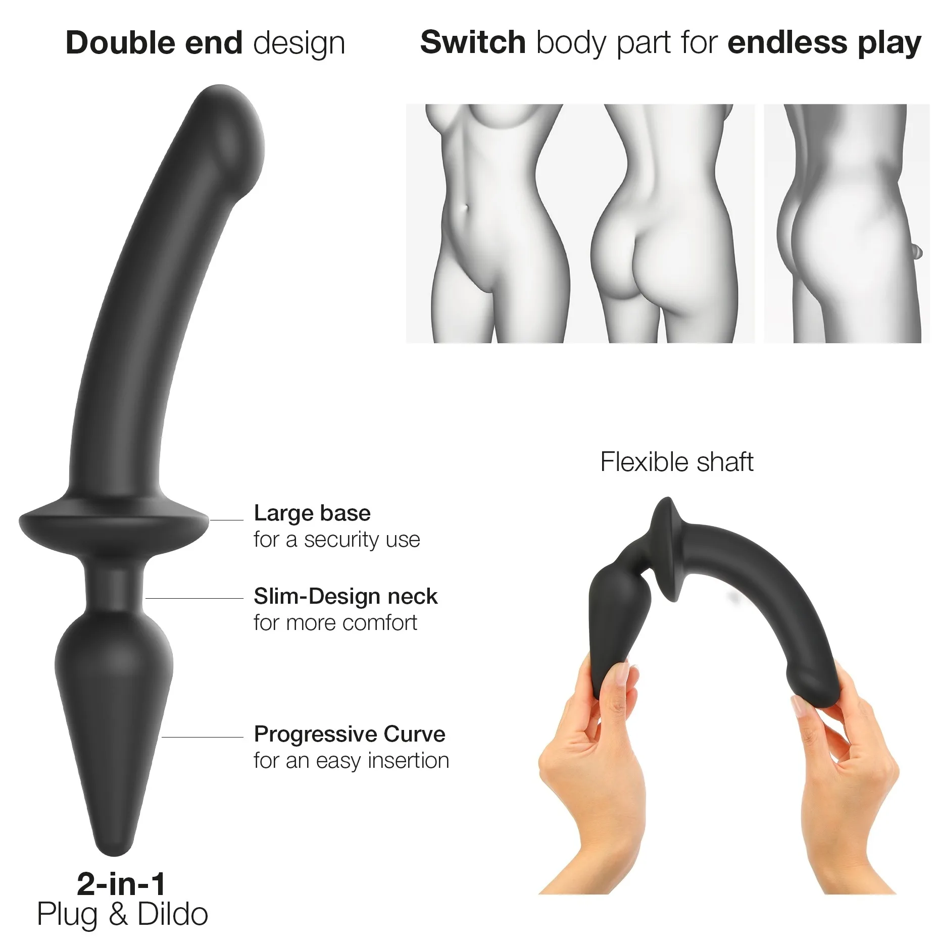 Plug Dildo Switch Strap-On-Me L Noir